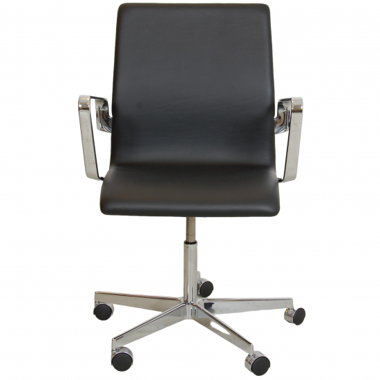 Arne Jacobsen Oxford office chair reupholstered in black Nevada